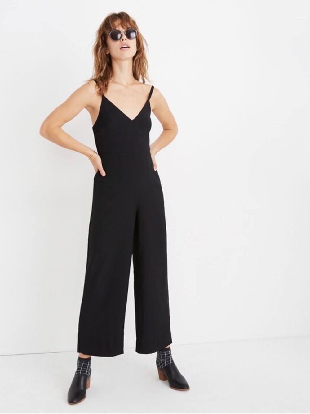 Madewell 0 Black Thistle Cami Wide-Leg Jumpsuit